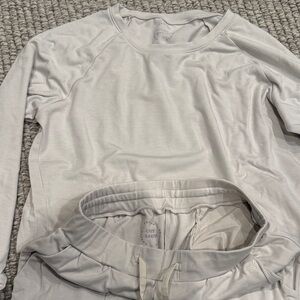 Light Gray Long Sleeve Top and Joggers Set